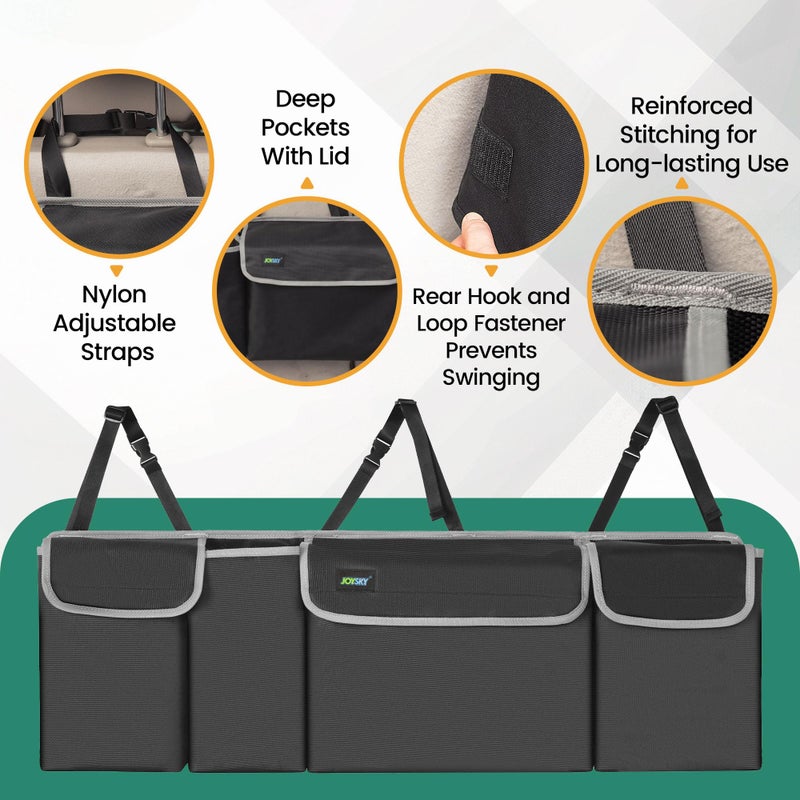 JOYSKY Car Trunk Organizer for SUV, Backseat Hanging Trunk Organizer for Jeep, Hatchback, MPV, Large Capacity Seat Back Storage Bag, Made of High Density Fabric, Space-saving Car Interior Accessory - Image 5